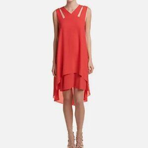 New BCBG MaxAzria Kristi Layered Red Dress Cutout Size XS
